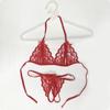 Ropa Interior Sexi de Tres Puntos de Encaje Xian Yi Perspectiva Pecho Abierto Correa de Fuga Traje de Tentación Sexy Uniforme de Cama K8