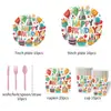 Decoraciones para Fiesta Temática con Estampado de Globos de Colores Platos de Papel Desechables, Servilletas, Vasos de Papel, Juego de Vajilla al por Mayor