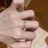Anel Aberto Vintage Folha de Zircônia Dopamina com Design Único, Exquisito Anel para Dedo Indicador, Versátil e Estiloso para Mulheres