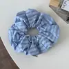 Scrunchie Listrado Azul e Branco Estilo Coreano para Mulheres Verão Tecido Colorido Prendedor de Rabo de Cavalo para Meninas Toque de Luxo Elástico de Cabelo Flor de Cabelo