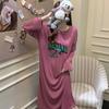 Pijama Feminino de Primavera e Outono com Bojo, Camisola Vermelha Pitaya de Manga Longa, Roupa de Casa Usável para Outono e Inverno
