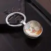 Chaveiro pingente padrão globo terrestre pedra preciosa do tempo pingente criativo bola de cristal de vidro acessório de chaveiro