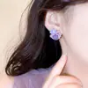Brincos de Flor Roxa Micro-cravejados para Mulheres Super Bonitos Únicos Charmosos Brincos de Tarraxa Novo Estilo 2026 Este Ano Popular Venda Quente Acessórios de Brinco