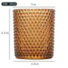 En stock taza de vela texturizada de 200 ml portavelas rayado ámbar vaso de vidrio con diseño verde taza de vela de colores