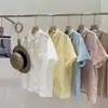 Camisa de Cânhamo com Gola Reversível Estilo Coreano, Novo Estilo de Verão, Versátil, Casual, Solta, Rejuvenescedora, Artística, Elegante, Blusa de Manga Curta 2026