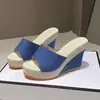 Nuevas Chanclas de Cuña de Moda Europea y Americana 2024 Plataforma Suela Gruesa Tacón Alto Tira Única Talla Grande Punta Abierta Chanclas para Mujer