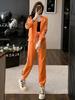 Traje de moda casual feminino outono novo popular usar zíper estampado manga longa cardigã suéter com capuz terno feminino