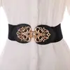 Cinturón Elástico Ancho Negro para Mujer, Moderno y Versátil, Adecuado para Vestidos, Faldas y Abrigos