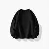Moletom Branco Fashion Versátil de Manga Longa Masculino Outono Inverno Quente Gola Redonda Manga Longa Solto Casual Roupa de Casal