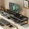 Estante de escritorio para libros, elevador de monitor de computadora, estante extendido de doble capa para debajo de la pantalla del escritorio