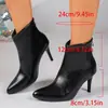 Botines de Tobillo Forrados de Lana con Tacón de Aguja Francés de Punta Afilada, Estilo Nuevo Otoño/Invierno 2026 para Mujer, Botas de Tacón Alto Talla Grande