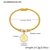 Pulsera Meli Redonda Geométrica de Acero Inoxidable con Broche de Circonita, Chapada en Oro de 18 Quilates, Popular en Europa y América, Elegante Joyería para Pulsera