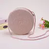 Directamente del fabricante: Monedero de Playa para Niños, Bolso Redondo Tejido de Paja, Bolso Pequeño Plano Cruzado al Hombro de Cuerda de Algodón