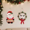 Novo Placa de Madeira de Natal Desenho Animado Velho Boneco de Neve Letra Placa de Madeira Pendurada na Porta Luz LED Placa Redonda de Boas-Vindas para Porta