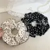 Estilo Coreano de Principios de Otoño Mi Ka Negro Floral Doble Capa Tejido de Ganchillo Cuerda para el Cabello Tipo Intestino Grande Temperamento Elegante Recogido Bajo Flor para el Cabello Cuerda para el Cabello