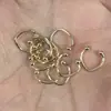 Clip para oreja de cobre chapado en oro de 18K al por mayor, clip para hueso de la oreja de doble cuenta, anillo abierto soldado ajustable, material para aretes DIY, accesorios de joyería