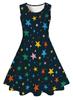 Vestido Casual Sem Manga para Meninas com Estampa Digital 3D de Estrela de Cinco Pontas Assimétrica Europeia e Americana Cross-Border Aliexpress