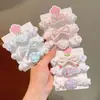 Scrunchie infantil com estampa floral de desenho animado para meninas, novo e fofo elástico de cabelo cor creme, acessório de cabelo doce e fresco