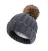 Gorro de Lã Cor Sólida com Forro de Fleece Quente Acrílico Espessado para Mulheres Gorro de Tricô de Inverno Transfronteiriço Gorro de Lã Pai e Filho