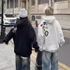 Sudadera con capucha bordada y flocada de estilo americano de calle, divertida, para hombre y mujer, primavera, para parejas, casual, corte holgado, marca de tendencia nacional