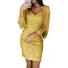 Vestido largo de noche sexy con lentejuelas y flecos de manga larga, nuevo para comercio exterior europeo y americano 2022