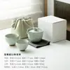 Conjunto de Chá para Viagem ao Ar Livre Pétala de Lótus Celadon Conjunto de Xícaras de Preparo Rápido Bolsa Portátil Um Bule Duas Xícaras Conjunto de Preparo de Chá Kung Fu para Uma Pessoa