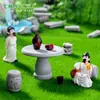 Mesa y sillas de piedra en miniatura estilo chino, materiales para jardinería y paisajismo DIY con temática de Li Bai, accesorios decorativos y figurillas en miniatura