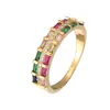 Serie Arcoíris Anillo de circón de color natural europeo y americano doble fila de circón de color anillo color oro de 18 quilates para mujer en stock venta al por mayor