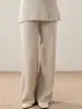 Pantalones de Cachemira Nuevos para Otoño e Invierno 2025 para Mujer de Cintura Alta Color Sólido Sueltos Moda Simples Planos de Pierna Ancha Versátiles Pantalones Casuales