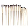 Un Juego Completo de 5 Brochas de Maquillaje para Principiantes, Cerdas Suaves para Contorno de Ojos, Brochas Portátiles para Sombras de Ojos, Juego Completo para Maquilladores, Chapado en Oro