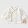 Camisa Meia-Costas Costurada Sem Costura para Recém-Nascido Primavera/Outono Algodão Puro Manga Longa 0-3 Meses Bebê