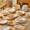 Conjunto Simples de Tigela e Prato Japonês para Uso Doméstico Novas Tigelas e Pratos de Cerâmica Cor Sob Esmalte Alto Aparência Tigela de Arroz Prato de Sopa Prato de Jantar