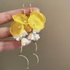 Aretes de Borla de Flores Transparentes para Mujer, Pendientes de Aguja de Plata de Lujo Ligero de Alta Gama, Diseño Dulce, Accesorios para Orejas Personalizados, Modernos