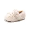 Estilo Coreano Felpa Suave Pegajoso Ropa Exterior para Niños Pequeños Zapatos de Piel Niña Moño Más Terciopelo Mary Jane Princesa Zapatos Individuales