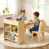 Juego de mesa y silla de estudio para niños de madera maciza con almacenamiento, mesa de juegos multifuncional, mesa de dibujo para bebés, mesa y sillas de jardín de infantes
