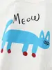 Camiseta infantil casual e moderna de 26 anos, manga longa, com estampa de gato de desenho animado, gola redonda, disponível em estoque