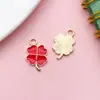 1 Trébol de Cuatro Hojas Rojo Manzana Cereza Accesorios de Joyería DIY Aleación de Goteo de Aceite Colgante de Llavero Colgante de Pulsera Mujeres