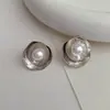 Corea del Sur diseño personalizado vintage Hoja de Loto Aretes de botón de Loto moda femenina temperamento simple aretes de perla joyería para orejas