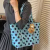 2026 Bolso Tote Nuevo Estilo Coreano con Lunares Grandes para Mujer, Bolso de Hombro de Lona de Gran Capacidad, Bolso de Mano para Ropa de Trabajo de Estudiante, Bolsa de Compras