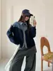 Cárdigan de punto de mezclilla patchwork estilo europeo, nuevo diseño otoño/invierno 2026, abrigo suéter holgado y casual para mujer
