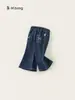 Pantalones de Primavera y Otoño para Niños Bangxuan Estilo Coreano Pantalones Largos con Bordado de Lazo para Niñas Pantalones Acampanados para Bebés Jeans para Niñas