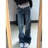 Jeans flare estiloso para mulheres, novo jeans reto de cintura baixa slim-fit de verão, estilo retrô da alta rua americana