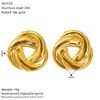 Pendientes Transfronterizos de Lujo Accesible de Nuevo Diseño Dongguan de Acero de Titanio para Mujer Moda de Alta Gama Pendientes Martillados Recubiertos de Acero Inoxidable Dorado de 18K