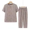 Conjunto de Roupa de Verão para Mãe 2026 Novo Estilo Roupas de Vovó Top Pequeno Camisa de Verão para Mulheres de Meia-Idade e Idosas Camisa Estilosa para Pessoas Idosas