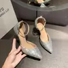 Sandálias Pontudas Deslumbrantes com Lantejoulas e Laço de Fada Sapatos de Noiva Casamento Prata Salto Alto Chegada Nova Verão Item Quente 2026