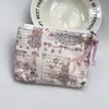 Bolsa Cosmética Linda Azul Caricatura Mini Billetera Algodón Puro Bolsa Pequeña de Tela Auriculares Lápiz Labial Bolsa de Almacenamiento Portátil