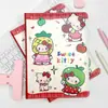 Cuaderno A5 Nuevo Estilo con Páginas a Color, Encuadernación en Piel, con Lindo Diseño de Frutas y Gatos, Planificador Estudiantil, Diario de Alto Valor