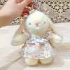 Falda Floral Auténtica de Conejo Wendy 16cm Colgante de Peluche Muñeca Estilo Pastoral Llavero para Mochila Escolar Pequeño Regalo Venta al por Mayor