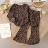 Ropa Infantil Estilo Coreano Traje de Leopardo para Niñas Ropa de Otoño 2026 Conjunto Elegante de Punto Elástico de Dos Piezas Ropa Exterior