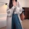 Otoño e Invierno Nuevo Cárdigan Suéter con Capucha para Mujer Largo Medio Estilo Lazy de Alto Nivel Manga Murciélago Abrigo Tejido Abrigo Engrosado
